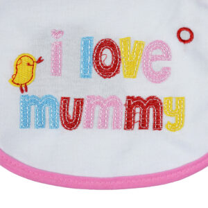 New Born Baby Cotton Bib, I love mummy - Pink-28491