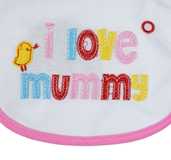 New Born Baby Cotton Bib, I love mummy - Pink-28491