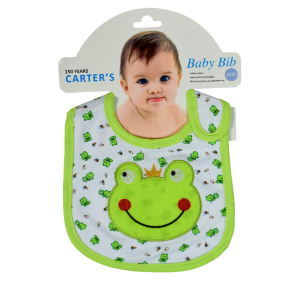 New Born Baby Cotton Bib,Frog Applique- Green-0