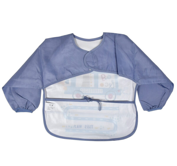 Full Sleeve Cotton Feeding Eating Bib Apron - Sky Blue-28386