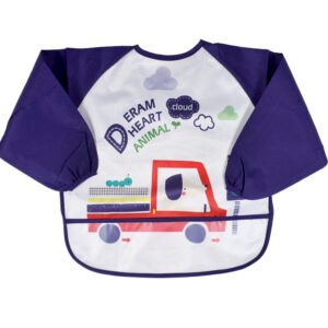 Full Sleeve Cotton Feeding Eating Bib Apron - Blue-28393