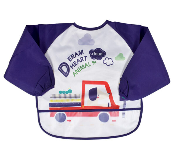 Full Sleeve Cotton Feeding Eating Bib Apron - Blue-28393