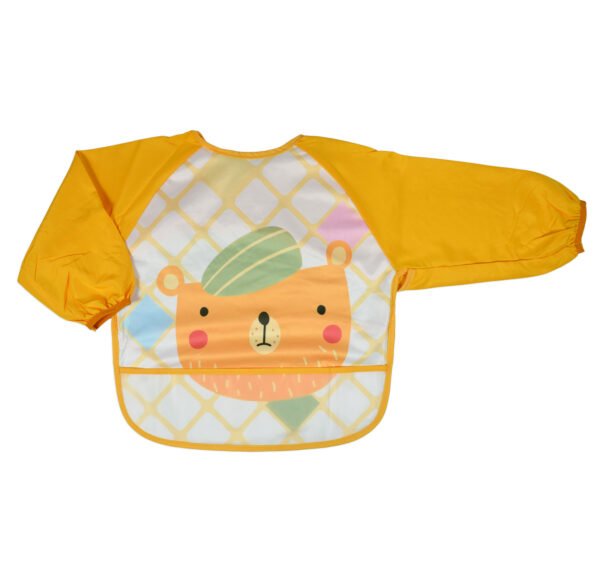 Full Sleeve Cotton Feeding Eating Bib Apron - Yellow-0