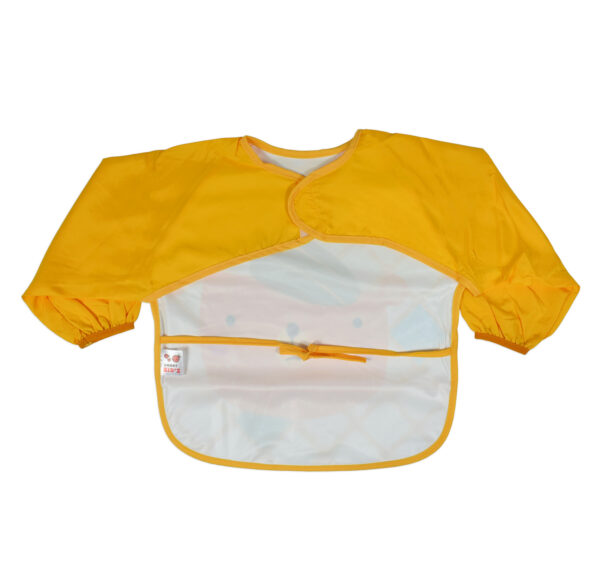 Full Sleeve Cotton Feeding Eating Bib Apron - Yellow-28401