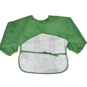 Full Sleeve Cotton Feeding Eating Bib Apron - Green-28409