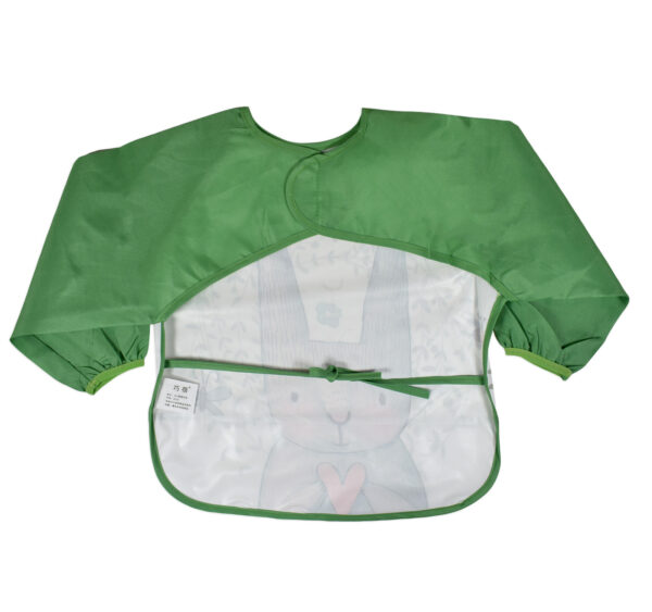 Full Sleeve Cotton Feeding Eating Bib Apron - Green-28409