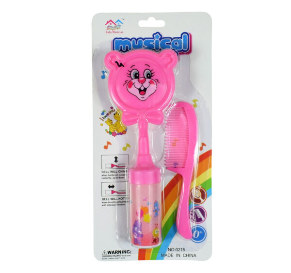 Baby Musical Hair-Brush & Comb Set - Pink-0