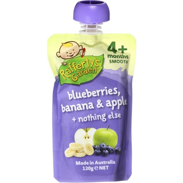 Rafferty's Garden Blueberries, Banana & Apple Smooth Baby Food (4M+) - 120gm-0