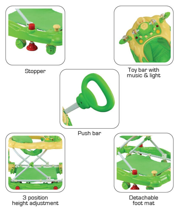 LuvLap Sunshine Baby Walker (18239) - Green-30253