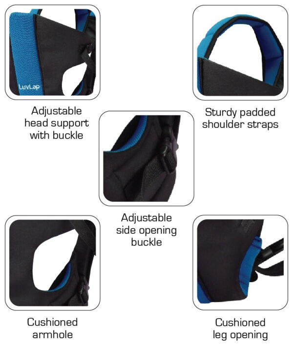 LuvLap Sunshine Baby Carrier (18283) - Black/Blue-29560