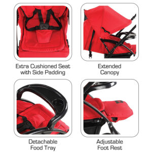 Luvlap Comfy Baby Stroller (18456) - Red-29896