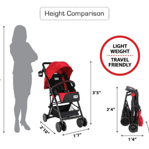 LuvLap Magic Stroller with Compact Tri-fold (18491) - Red-30039