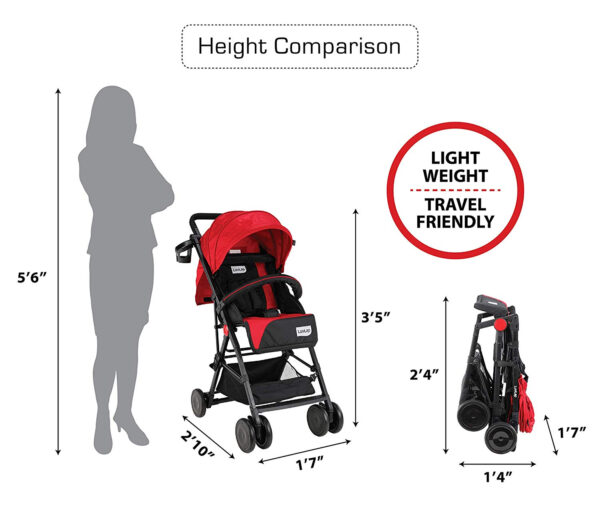 LuvLap Magic Stroller with Compact Tri-fold (18491) - Red-30039