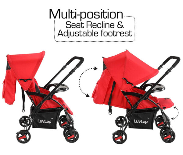 Luvlap Comfy Baby Stroller (18456) - Red-29897