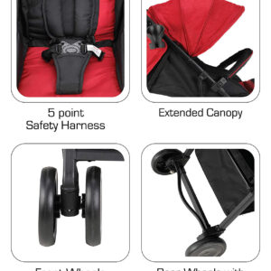 LuvLap Magic Stroller with Compact Tri-fold (18491) - Red-30042