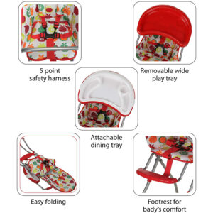 LuvLap Sunshine Baby Highchair (18380) - Red-30404