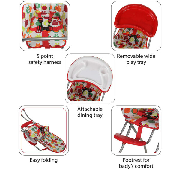 LuvLap Sunshine Baby Highchair (18380) - Red-30404