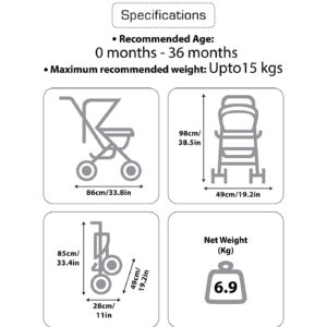 Luvlap Comfy Baby Stroller (18457) - Blue-29913