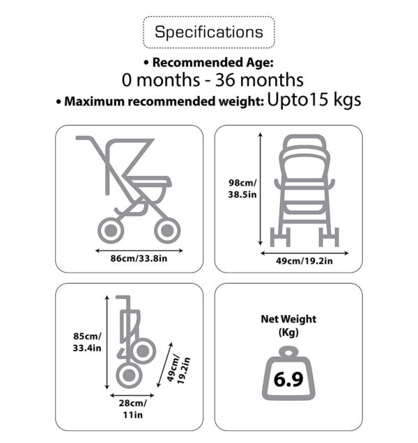 Luvlap Comfy Baby Stroller (18457) - Blue-29913