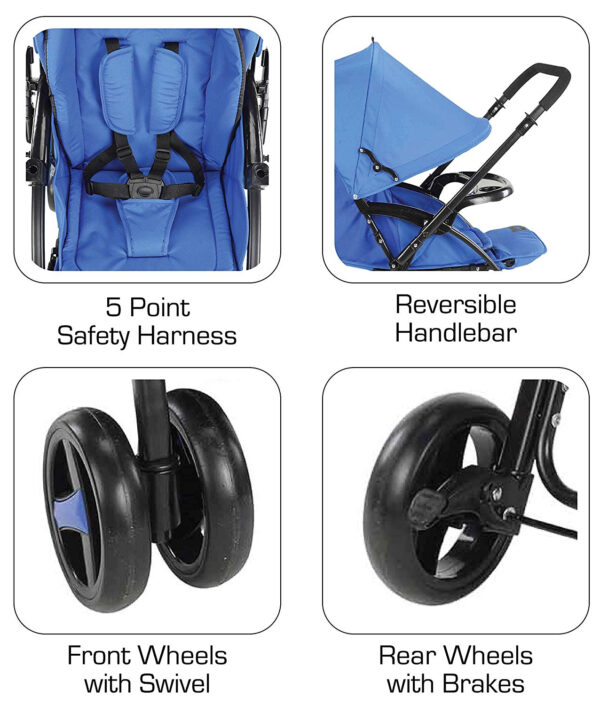 Luvlap Comfy Baby Stroller (18457) - Blue-29914