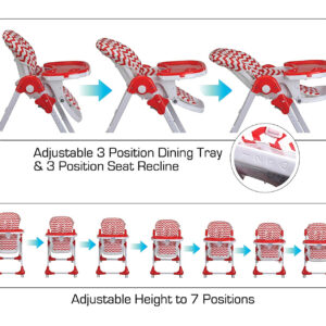 Luvlap Royal Highchair with Wheels - Red-30288