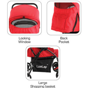 Luvlap Comfy Baby Stroller (18456) - Red-29899