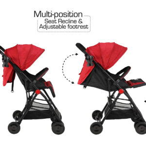 LuvLap Magic Stroller with Compact Tri-fold (18491) - Red-30046