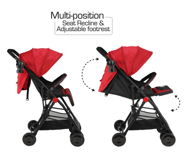 LuvLap Magic Stroller with Compact Tri-fold (18491) - Red-30046