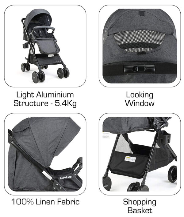 LuvLap Baby New Sports Stroller (18460) - Black-29683