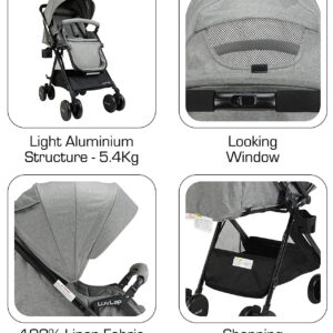 LuvLap Baby New Sports Stroller (18463) - Grey-29736