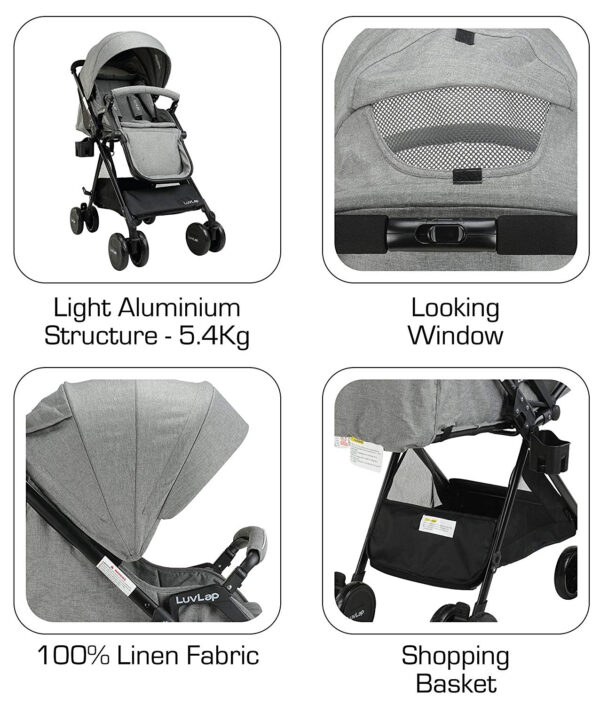 LuvLap Baby New Sports Stroller (18463) - Grey-29736