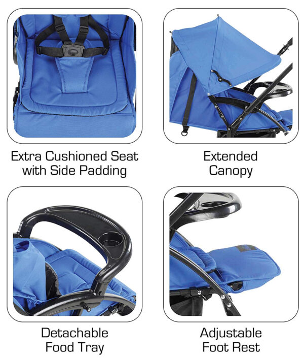 Luvlap Comfy Baby Stroller (18457) - Blue-29916