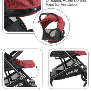 Luvlap Cruze Stroller Pram with Compact Tri-fold (18466) - Red-30017