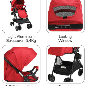 LuvLap Baby New Sports Stroller (18461) - Red-29699