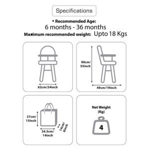 Luvlap Cosmos 3 in 1 high Chair (18495) - Green-30365