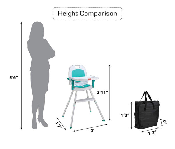 Luvlap Cosmos 3 in 1 high Chair (18495) - Green-30366