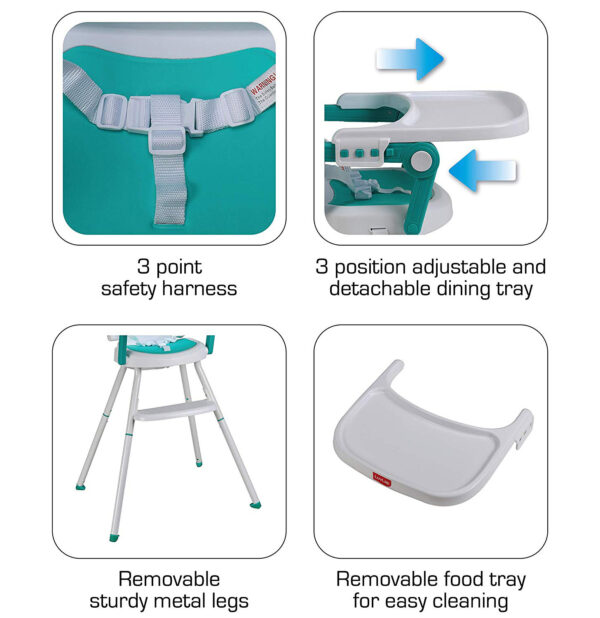 Luvlap Cosmos 3 in 1 high Chair (18495) - Green-30367