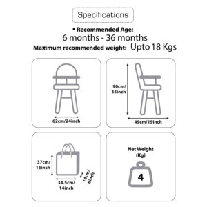 Luvlap Cosmos 3 in 1 high Chair (18494) - Red-30348