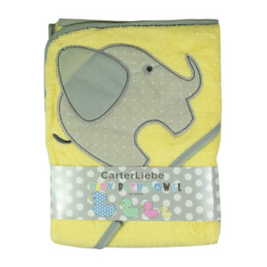 Hooded Cotton Towel for Baby - Elephant Applique-0