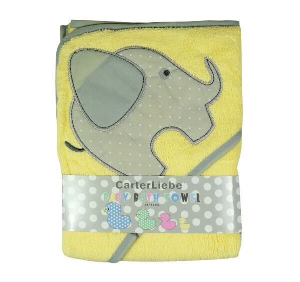 Hooded Cotton Towel for Baby - Elephant Applique-0