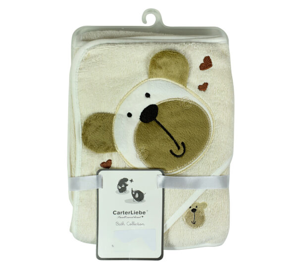 Hooded Cotton Towel for Baby - Dog Applique-0