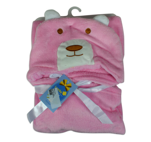 Baby Fleece Hooded Blanket - Pink-0