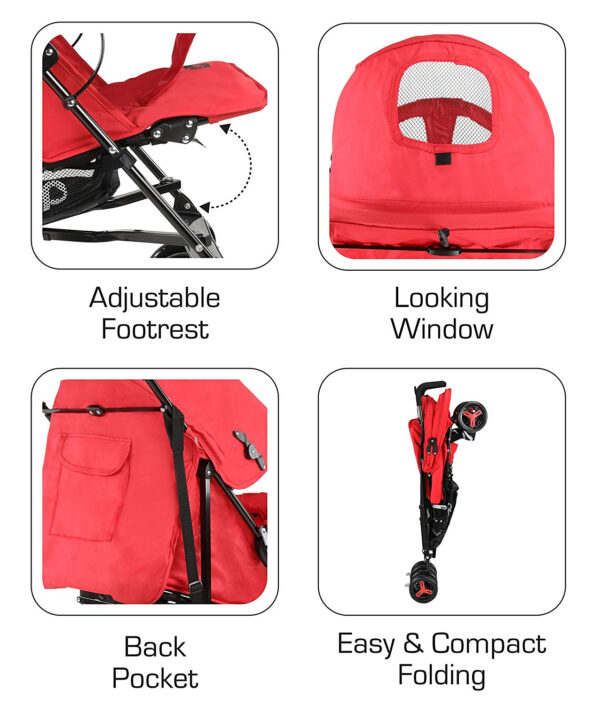 Luvlap Joy Baby Stroller Buggy (18471) - Red-30160