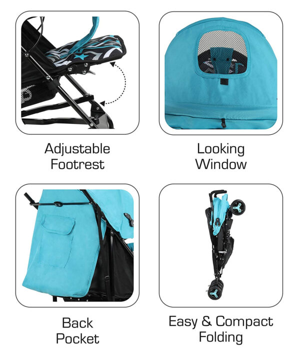 Luvlap Joy Baby Stroller Buggy (18473) - Printed Blue-30193