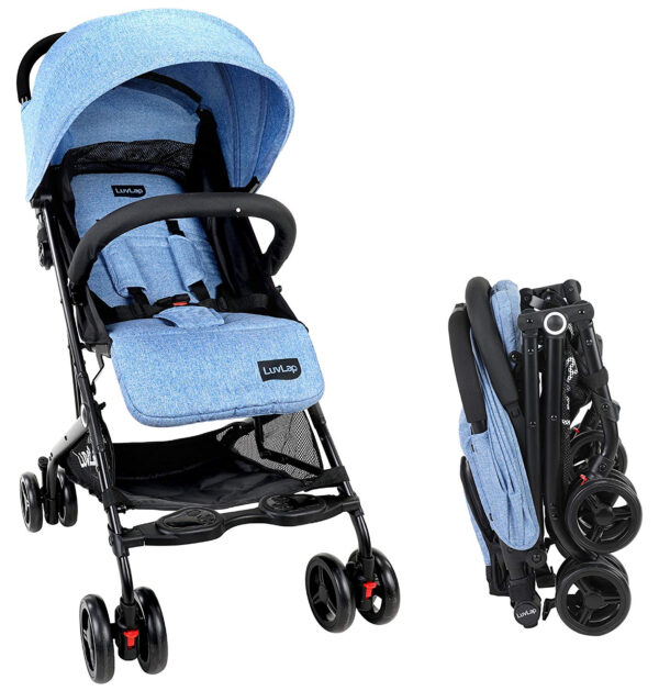 Luvlap Cruze Stroller Pram with Compact Tri-fold (18465) - Blue-0