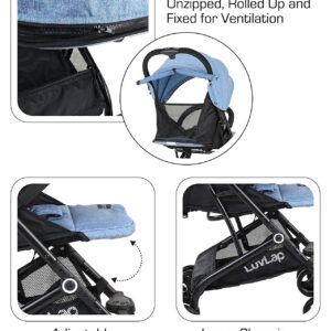 Luvlap Cruze Stroller Pram with Compact Tri-fold (18465) - Blue-29769