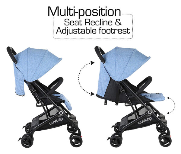 Luvlap Cruze Stroller Pram with Compact Tri-fold (18465) - Blue-29771