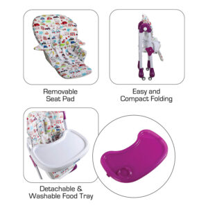 Luvlap Royal Highchair with Wheels - Purple-30303