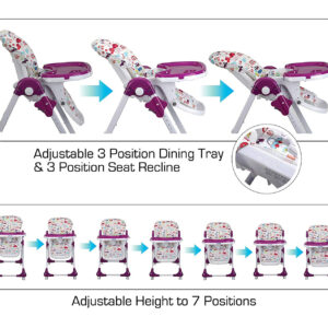 Luvlap Royal Highchair with Wheels - Purple-30305