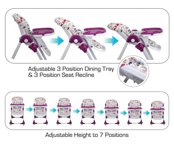 Luvlap Royal Highchair with Wheels - Purple-30305